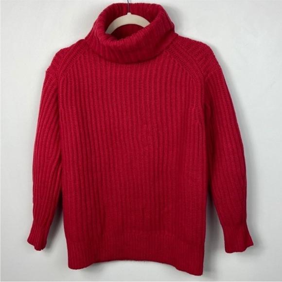 Everlane Soft Rib Turtleneck Sweater Red 100% Wool - Picture 2 of 4